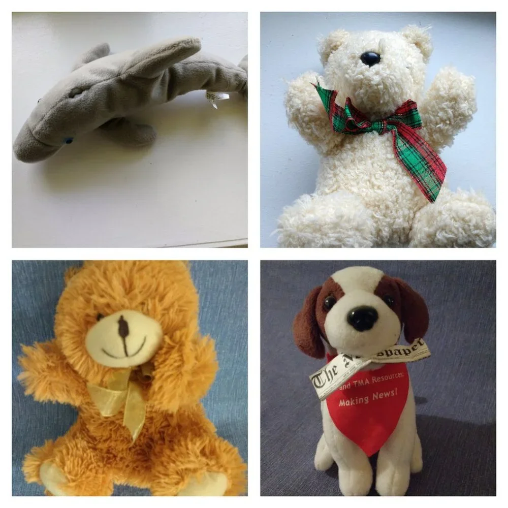 Plush Dog + 3 Bears + Elephant + Bunny + Dolphin + Bald Eagle x 8 Used